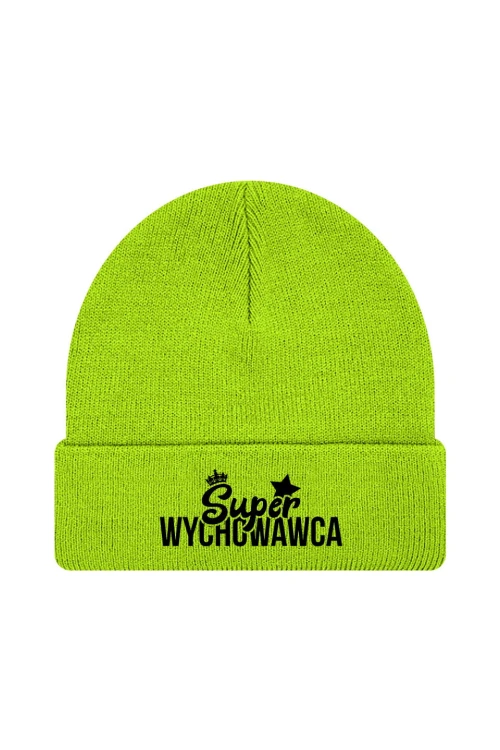 Czapka zimowa Super wychowawca - limonka