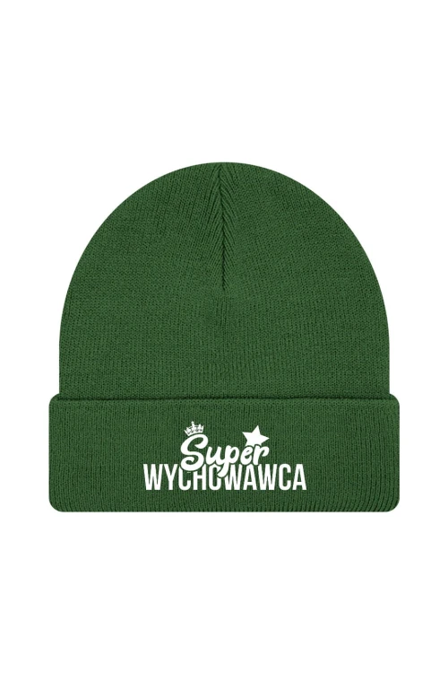 Czapka zimowa Super wychowawca - ciemnozielona