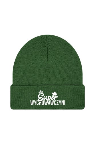 Czapka zimowa Super wychowawczyni - ciemnozielona