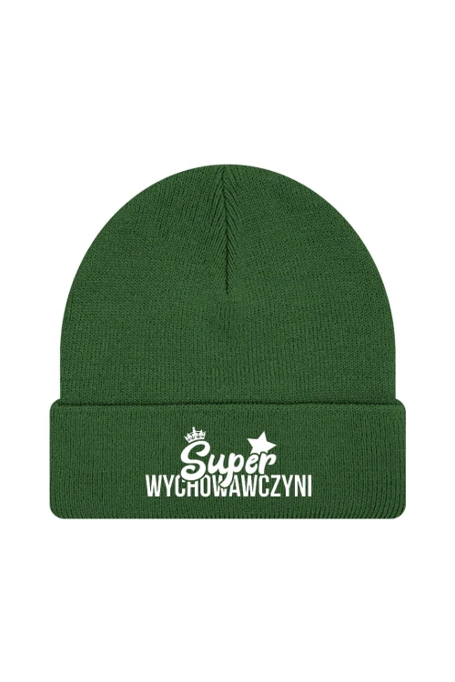 Czapka zimowa Super wychowawczyni - ciemnozielona
