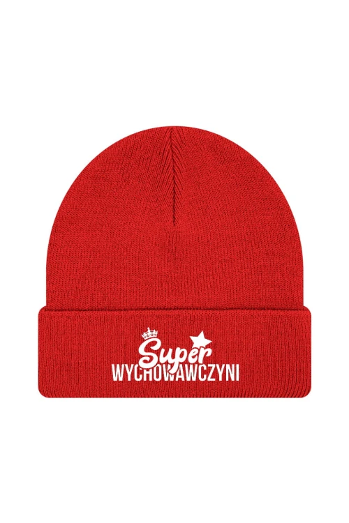 Czapka zimowa Super wychowawczyni - czerwona