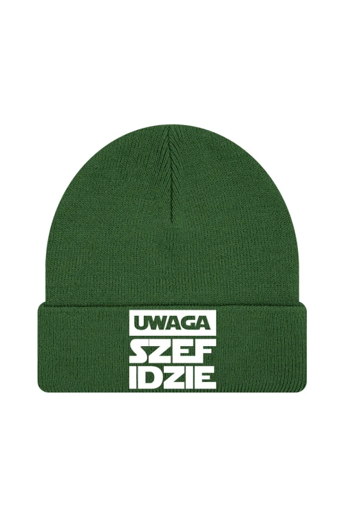 Czapka zimowa Uwaga szef idzie - ciemnozielona