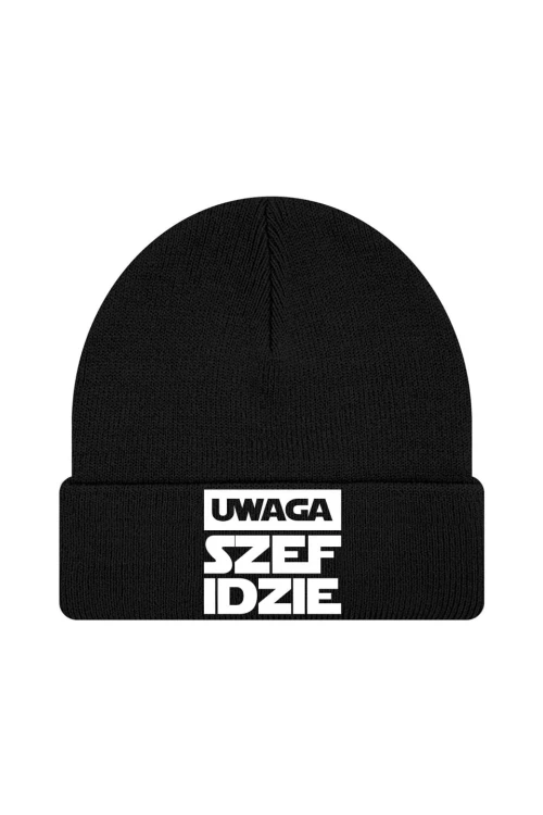 Czapka zimowa Uwaga szef idzie - czarna