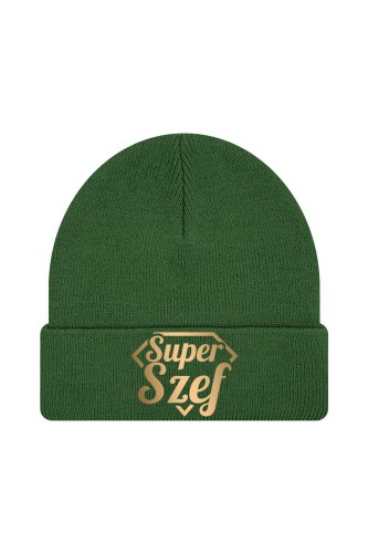 Czapka zimowa Super szef - ciemnozielona