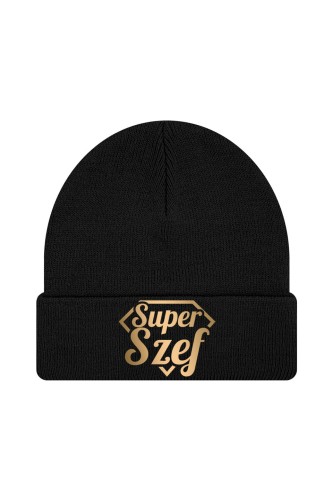 Czapka zimowa Super szef - czarna