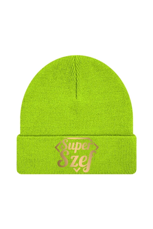 Czapka zimowa Super szef - limonka