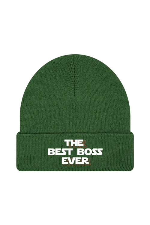 Czapka zimowa The best boss ever - ciemnozielona