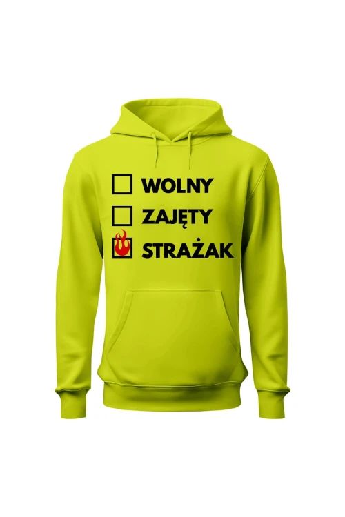 Bluza męska z kapturem Wolny zajęty strażak - limonka