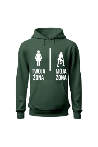 Bluza męska z kapturem Twoja żona vs Moja żona kettlebells