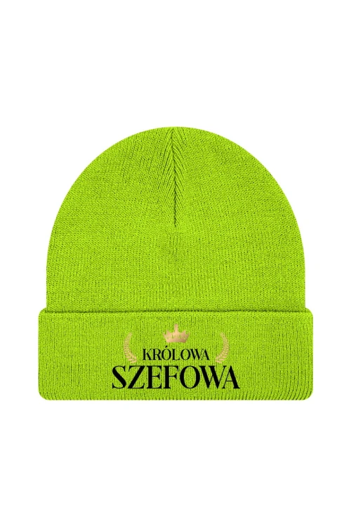 Czapka zimowa Królowa Szefowa - limonka