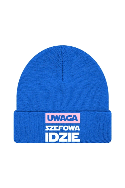 Czapka zimowa Uwaga Szefowa Idzie - niebieska