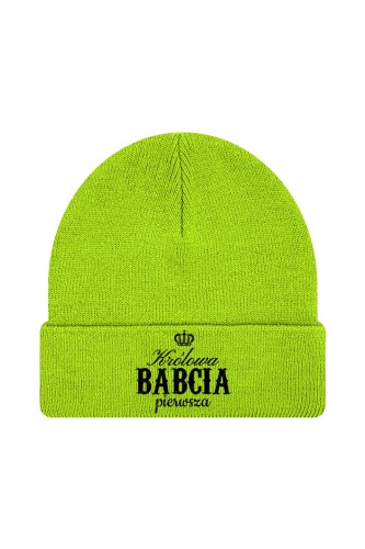 Czapka zimowa Królowa babcia pierwsza - limonka