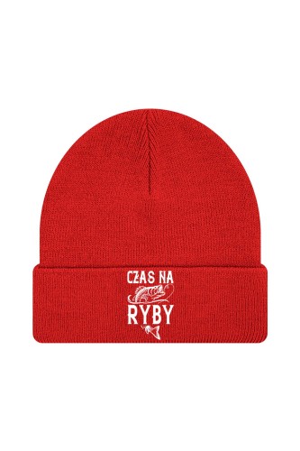 Czapka zimowa Czas na ryby - czerwona