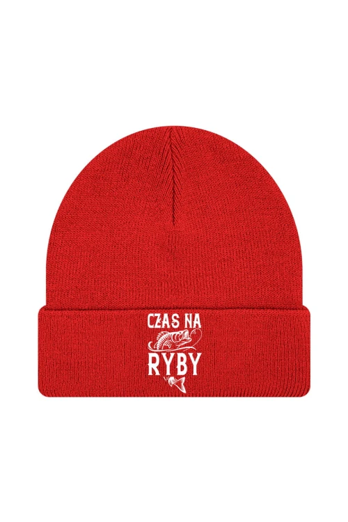 Czapka zimowa Czas na ryby - czerwona
