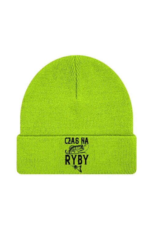 Czapka zimowa Czas na ryby - limonka