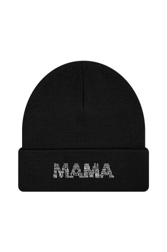 Czapka zimowa Napis mama - czarna