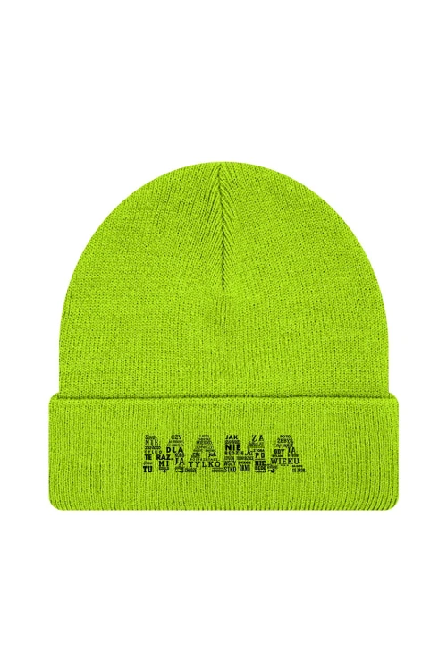 Czapka zimowa Napis mama - limonka