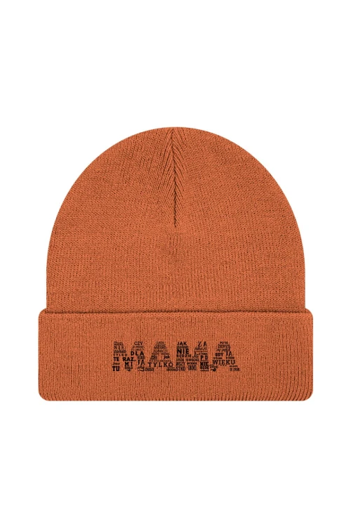 Czapka zimowa Napis mama - pomarańczowa