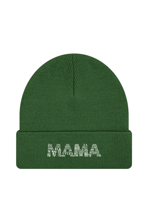Czapka zimowa Napis mama - ciemnozielona