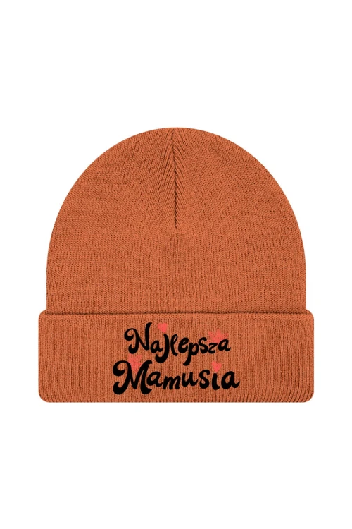 Czapka zimowa Najlepsza mamusia - pomarańczowa