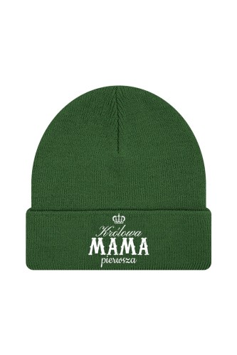 Czapka zimowa Królowa mama pierwsza - ciemnozielona
