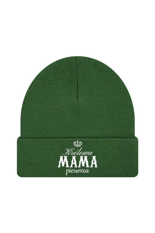 Czapka zimowa Królowa mama pierwsza - ciemnozielona