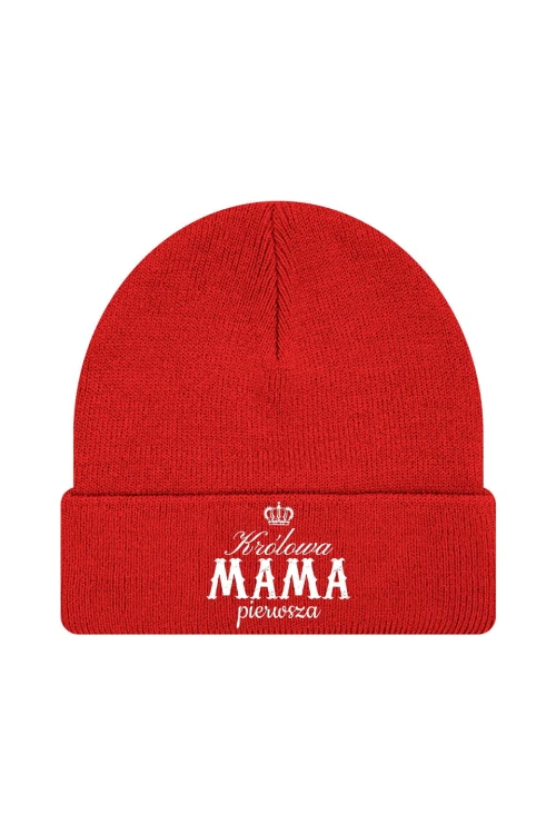 Czapka zimowa Królowa mama pierwsza - czerwona