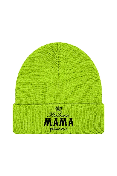 Czapka zimowa Królowa mama pierwsza - limonka
