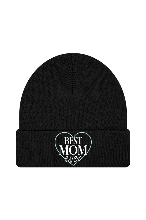 Czapka zimowa Best mom ever - czarna