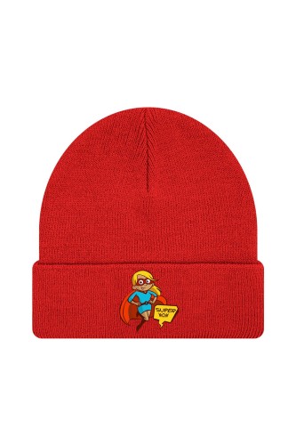 Czapka zimowa Super mom - czerwona