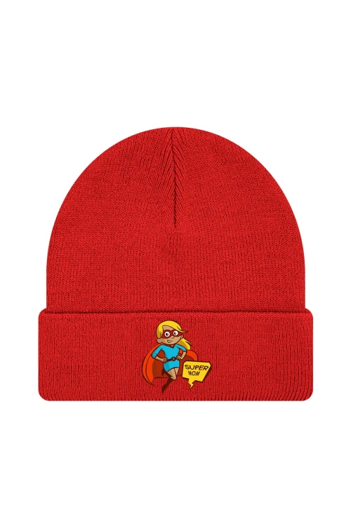 Czapka zimowa Super mom - czerwona