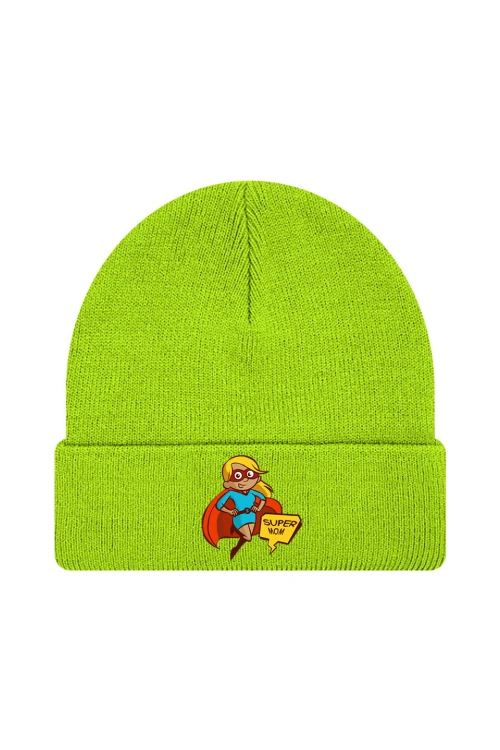 Czapka zimowa Super mom - limonka