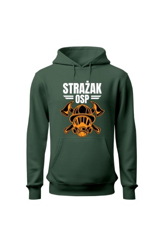 Bluza męska z kapturem Strażak OSP - zielona