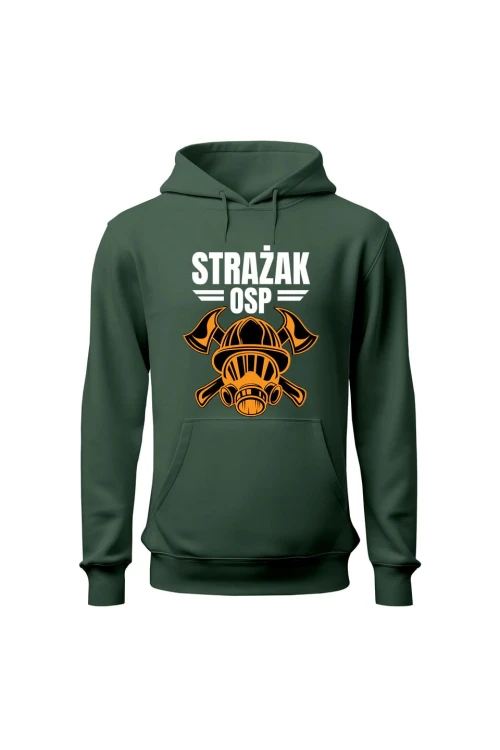 Bluza męska z kapturem Strażak OSP - zielona