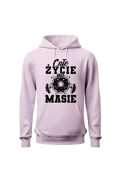 Bluza damska z kapturem Całe życie na masie - różowa