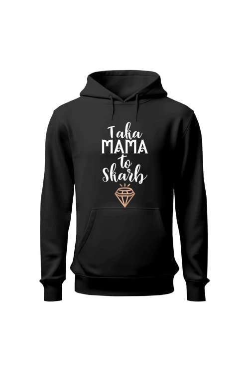 Bluza damska z kapturem Taka mama to skarb - czarna