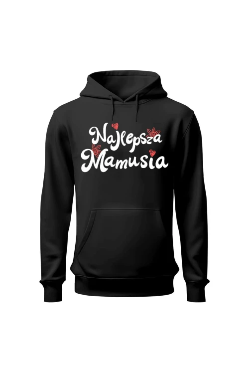 Bluza damska z kapturem Najlepsza mamusia - czarna