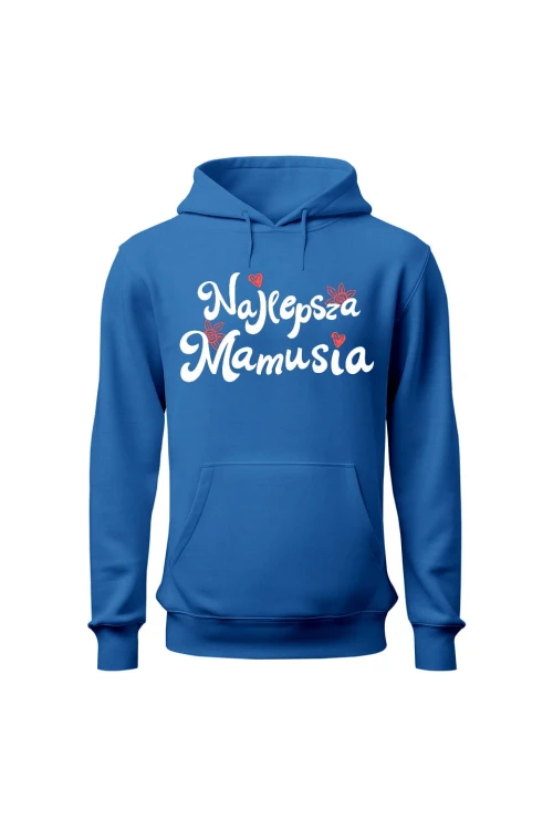 Bluza damska z kapturem Najlepsza mamusia - niebieska