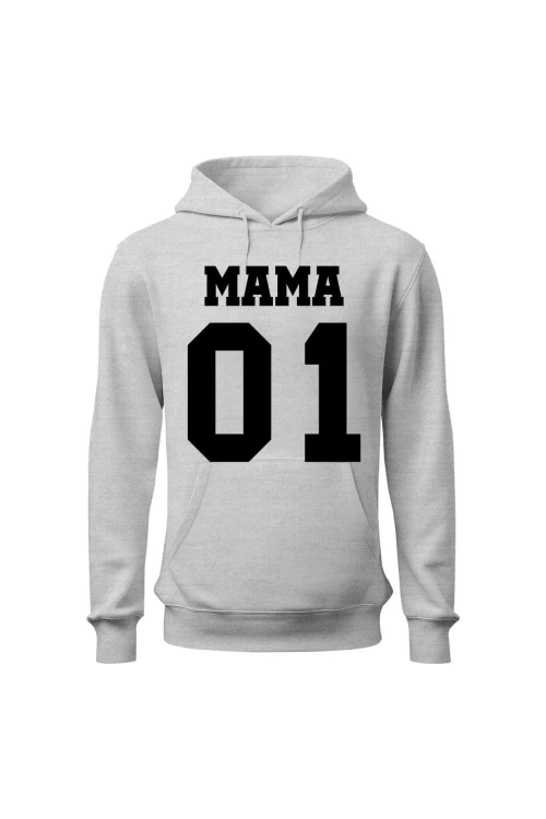 Bluza damska z kapturem Mama 01 - szara