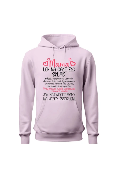 Bluza damska z kapturem Mama lek na całe zło - różowa