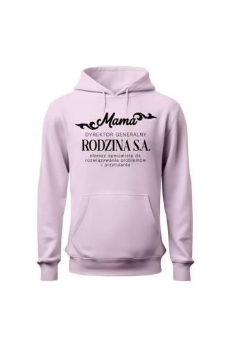 Bluza damska z kapturem Mama dyrektor generalny - różowa