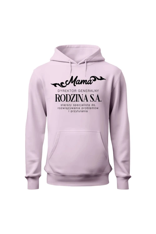 Bluza damska z kapturem Mama dyrektor generalny - różowa