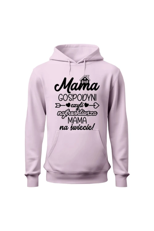 Bluza damska z kapturem Mama gospodyni - różowa