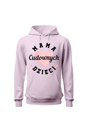 Bluza damska z kapturem Mama cudownych dzieci - różowa