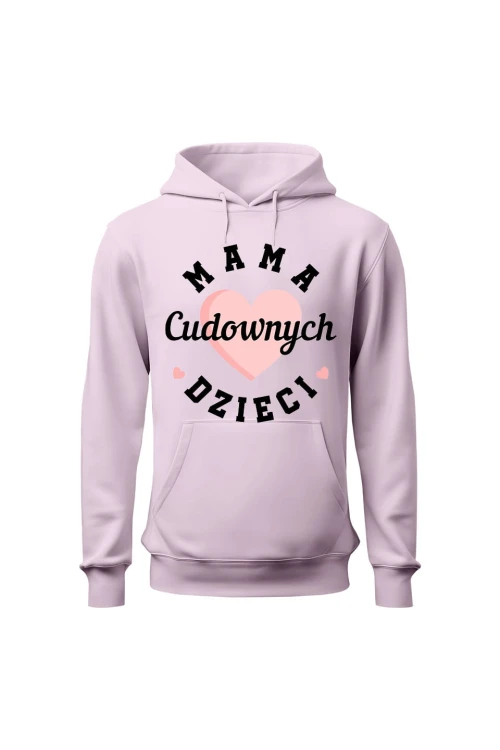 Bluza damska z kapturem Mama cudownych dzieci - różowa