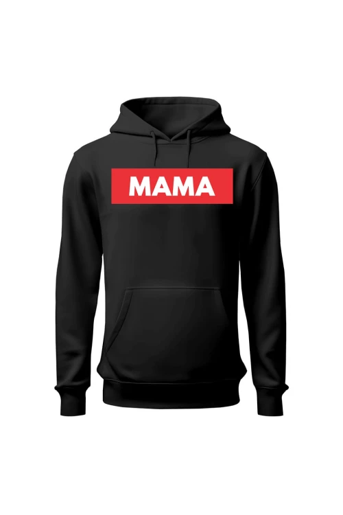 Bluza damska z kapturem Mama - czarna