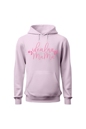 Bluza damska z kapturem Idealna mama - różowa