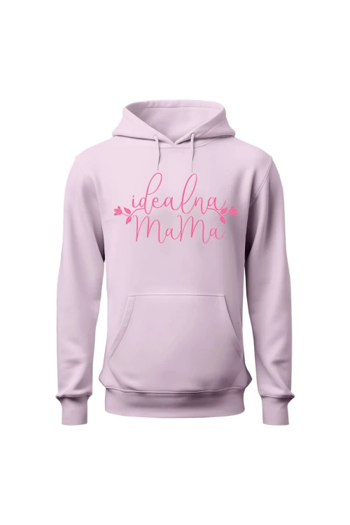 Bluza damska z kapturem Idealna mama - różowa