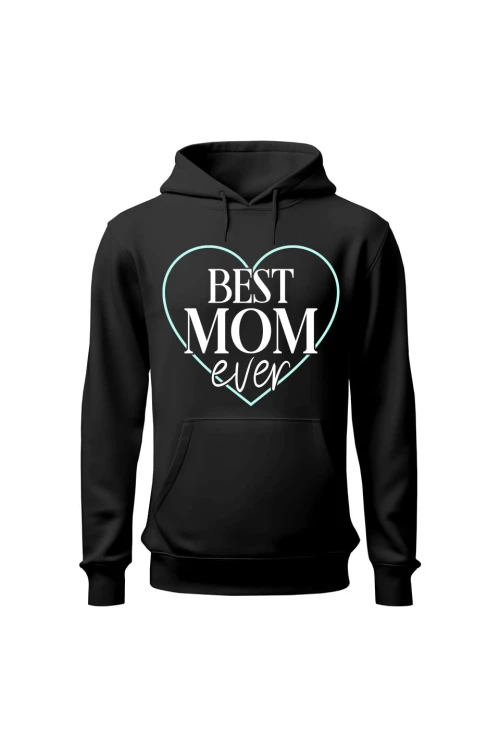 Bluza damska z kapturem Best mom ever - czarna