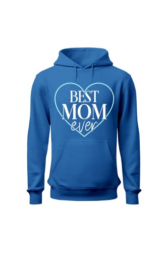 Bluza damska z kapturem Best mom ever - niebieska